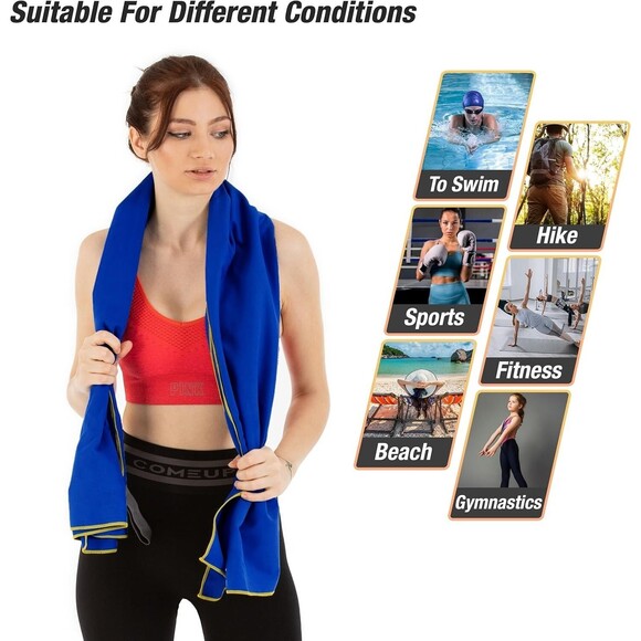 Microfiber Gym & Travel Towel Set of 2 Size in 1 Pack XL & S Quick Dry Yoga - Picture 14 of 16